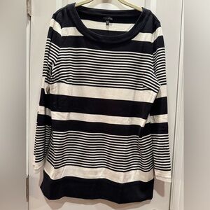 NWOT Talbots Black and White Striped Top
